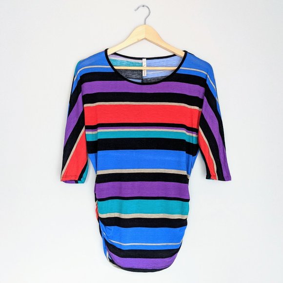 🇺🇸 Ginger G Striped Rayon Batwing Top Made In USA - Picture 1 of 6